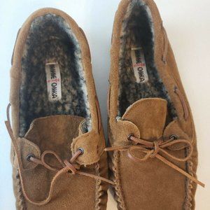 Minnetonka Tyler Trapper Slippers Moccasins Fur Lined